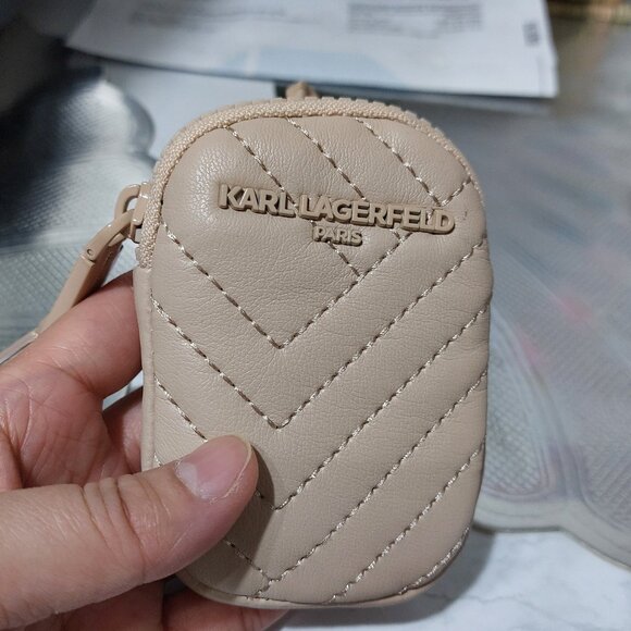 Karl Lagerfeld Quilted Coin Pouch Clip On Mini Bag Wallet Accessory Charm - Picture 2 of 7